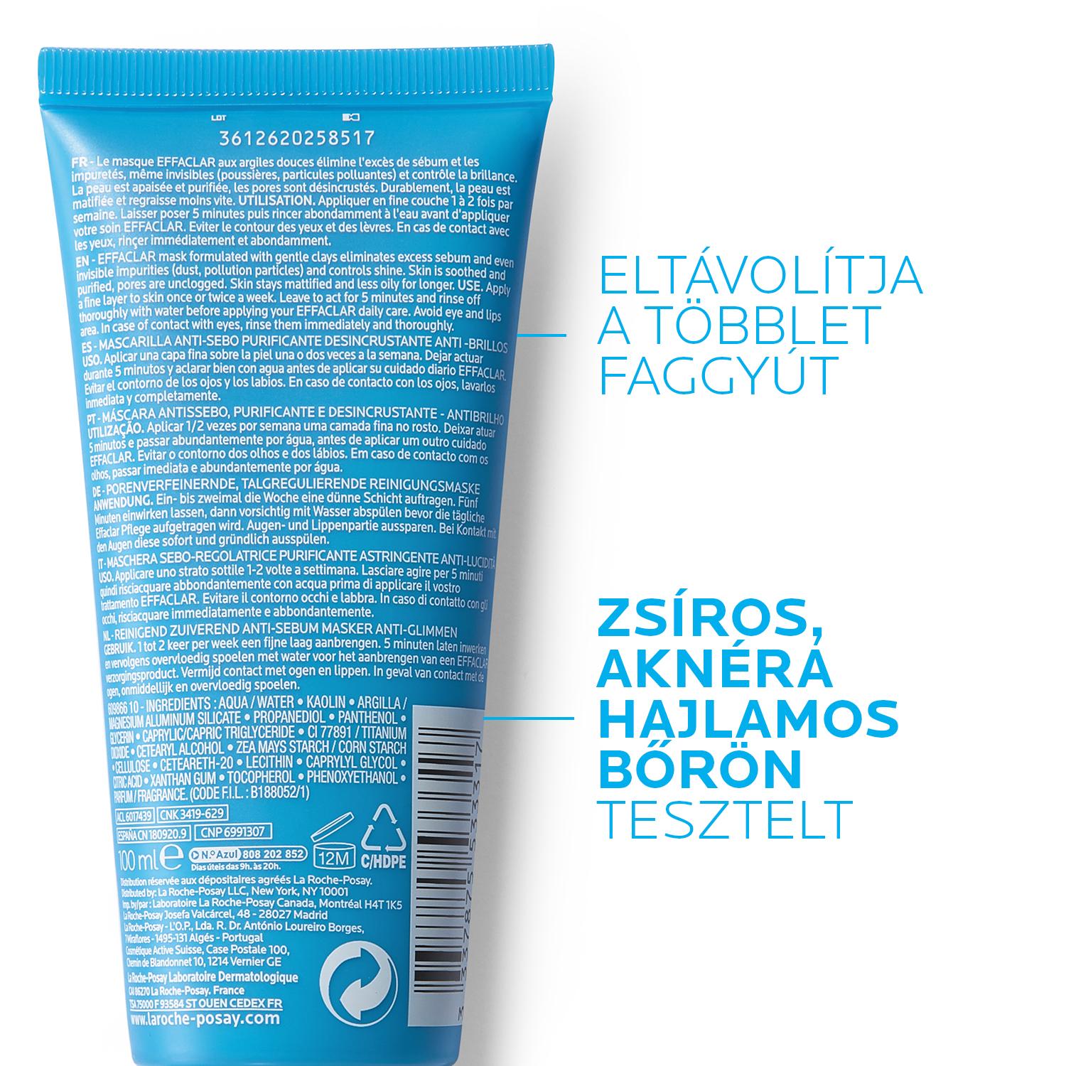 La Roche-Posay Effaclar faggyúszabályzó arcmaszk zsíros és érzékeny bőrre 100ml