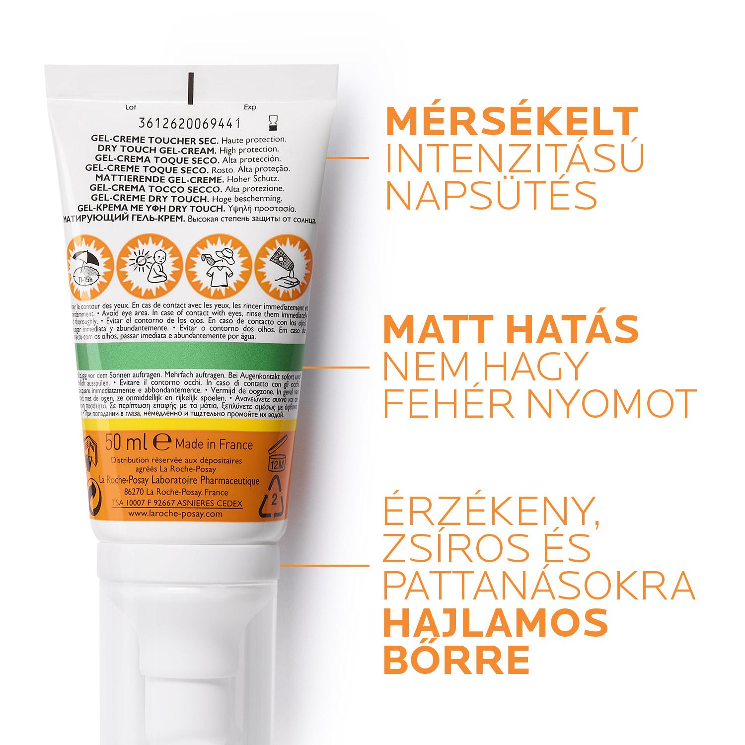 La Roche-Posay Anthelios XL mattító hatású gél-krém arcra SPF50+ 50ml