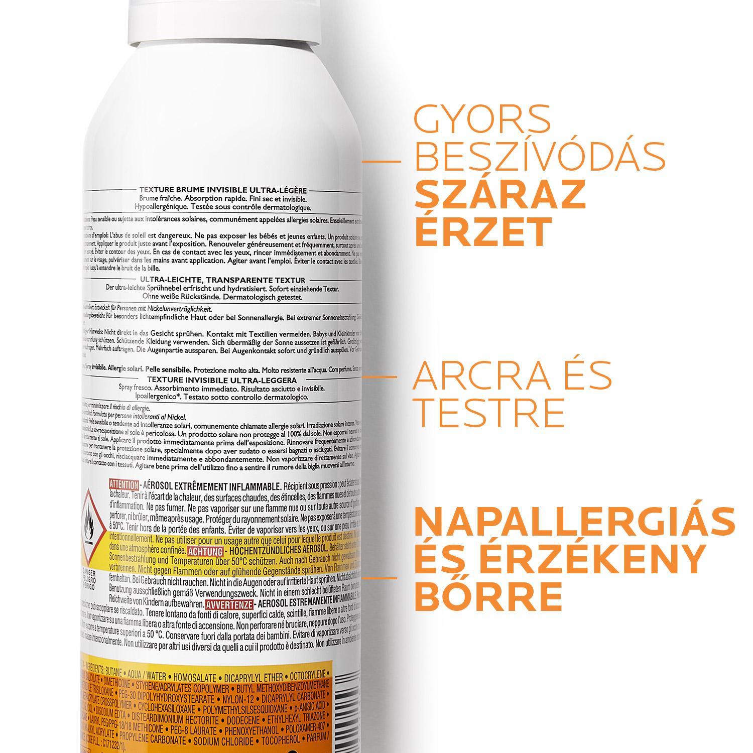 La Roche-Posay Anthelios frissítő test- és arcpermet SPF50 200ml