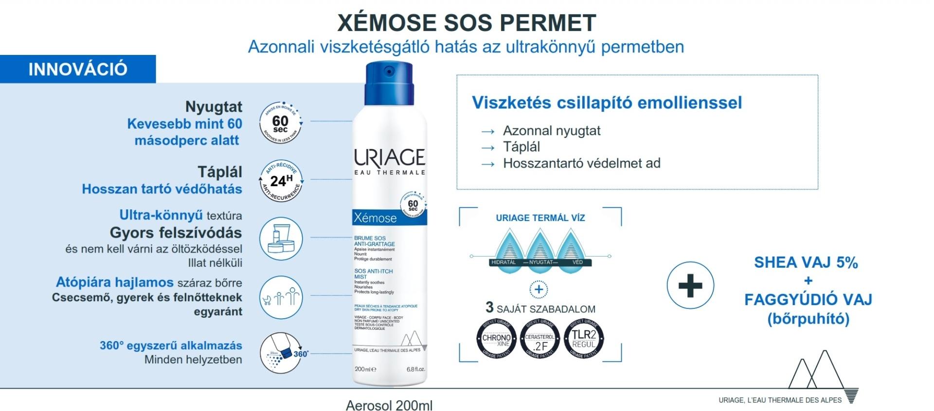 Uriage XÉMOSE SOS permet száraz bőrre 200ml