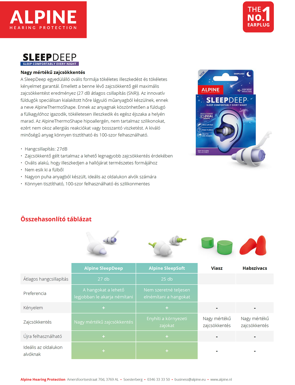 Alpine SleepDeep Füldugó alváshoz