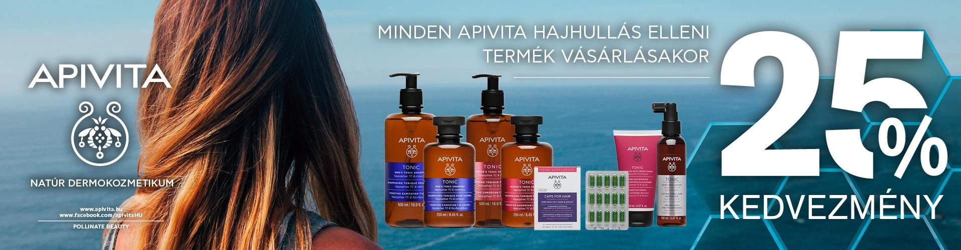 2025. október 1-31. között 25% kedvezménnyel kínálunk minden Apivita hajhullás elleni terméket!