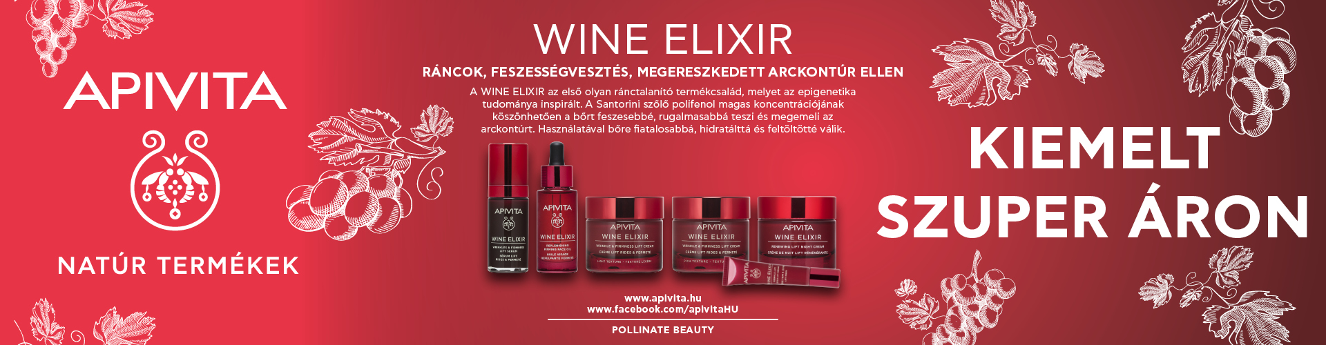 2022.  november 1. és 2023. január 15. között az Apivita Wine Elixir termékek kiemelt szuper áron rendelhetők meg nálunk!
