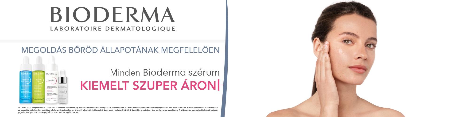 2023. szeptember 18. és október 1. között kiemelt szuper áron kínálunk minden Bioderma szérumot.